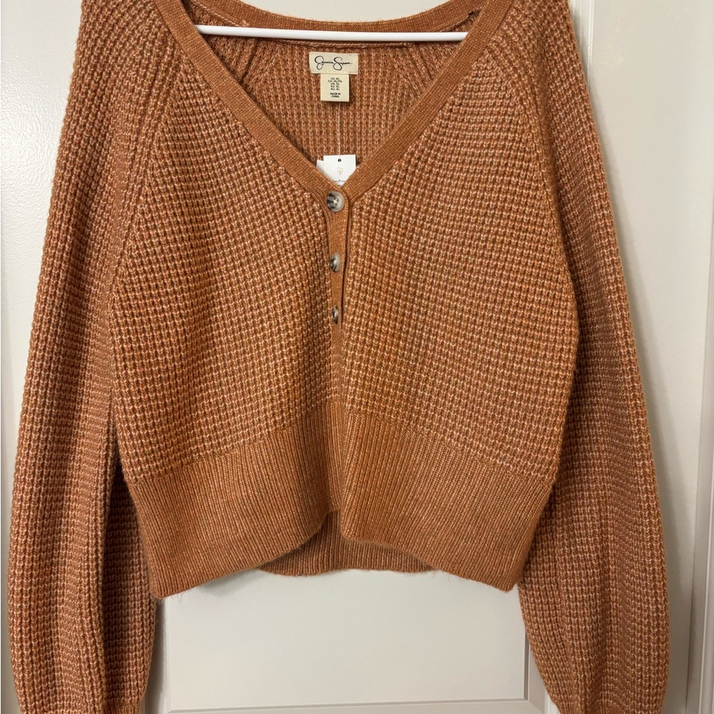 NWT Jessica Simpson Orange V-Neck Sweater